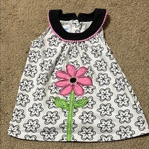 🔥3 for $10 -Kidgets Black and White Floral Tank Top with Pink Accents
